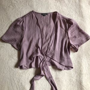 Lavender Front Tie Crop